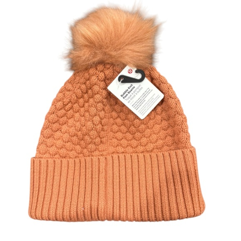 Lululemon Beanie Pom Hat One Size – NWT Knit Winter Hat Rust Orange